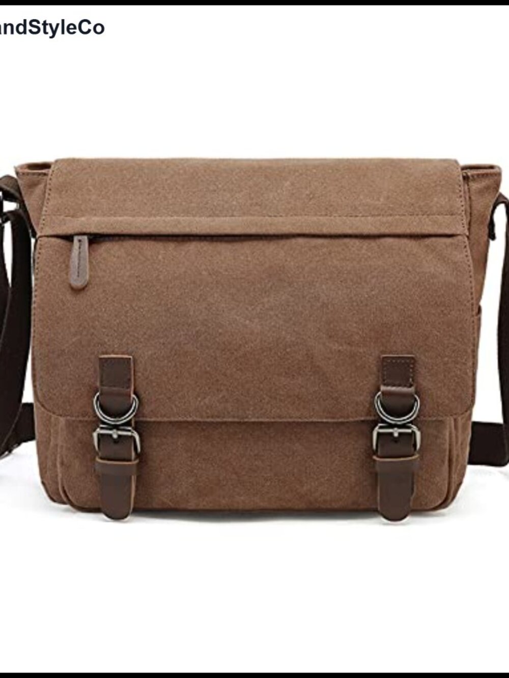 Canvas Messenger Bag PU Leather Crossbody Fits 13.3 Laptop Travel